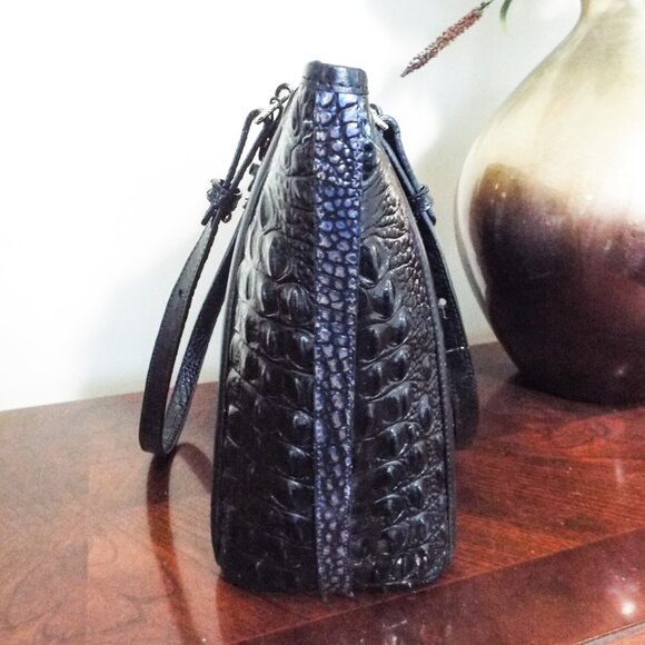 BRAHMIN Melbourne Croc Embossed Leather Handbag - MEDIUM ASHER LAZULI CROWE NWT - Picture 5 of 7
